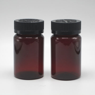 2OZ 60ML PET Amber Black πλαστικό μπουκάλι με κάλυμμα CRC για συσκευασία συμπληρωμάτων φαρμάκου