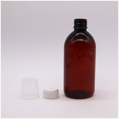 Υλικό σώματος PET 300ml PET Κενό μπουκάλι για σιρόπι βήχα με κλίμακα και αδιάβροχο καπάκι