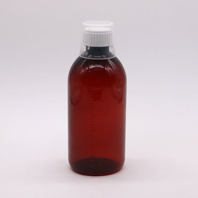 Υλικό σώματος PET 300ml PET Κενό μπουκάλι για σιρόπι βήχα με κλίμακα και αδιάβροχο καπάκι
