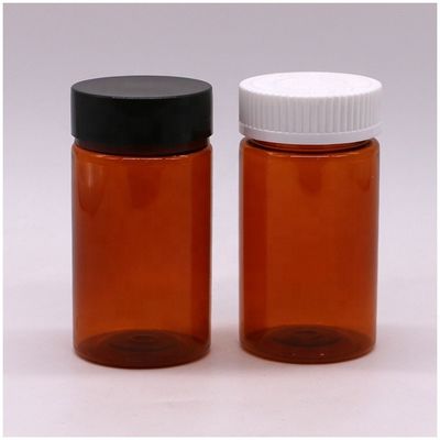 120 ml PET Αμπερόχρωμο Χρώμα Στρογγυλό σχήμα πλαστικό Custom Made μπουκάλι χάπι με βίδα Κέπα