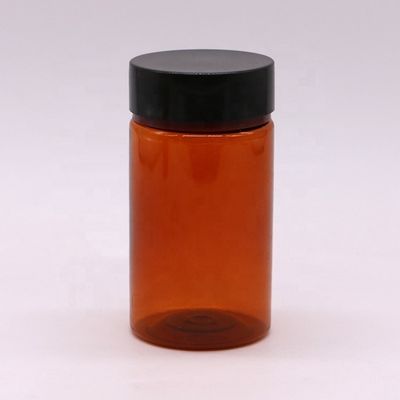 120 ml PET Αμπερόχρωμο Χρώμα Στρογγυλό σχήμα πλαστικό Custom Made μπουκάλι χάπι με βίδα Κέπα