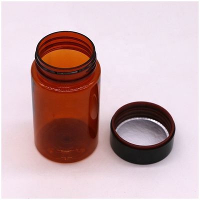 120 ml PET Αμπερόχρωμο Χρώμα Στρογγυλό σχήμα πλαστικό Custom Made μπουκάλι χάπι με βίδα Κέπα