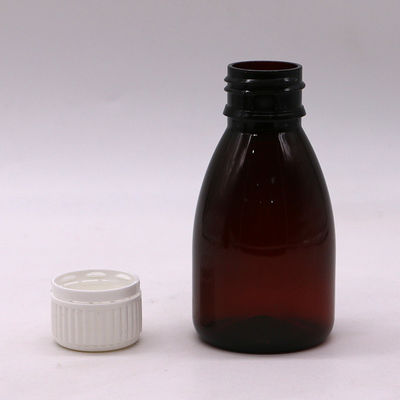 Προσαρμοσμένα χρώματα 100 ml PET Amber πλαστικό υγρό από του στόματος Φαρμακευτική φιάλη με κάλυμμα ασφαλείας