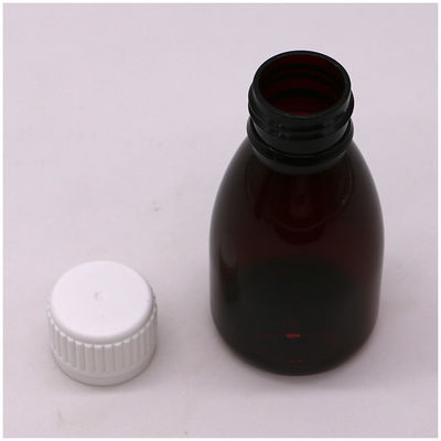 Προσαρμοσμένα χρώματα 100 ml PET Amber πλαστικό υγρό από του στόματος Φαρμακευτική φιάλη με κάλυμμα ασφαλείας