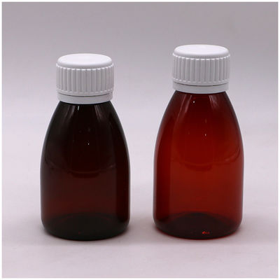 Προσαρμοσμένα χρώματα 100 ml PET Amber πλαστικό υγρό από του στόματος Φαρμακευτική φιάλη με κάλυμμα ασφαλείας
