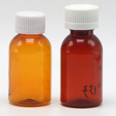 Φαρμακευτική GMP 30ml PET Amber πλαστικό υγρό μπουκάλι με αλεξίσφαιρο καπάκι βίδα