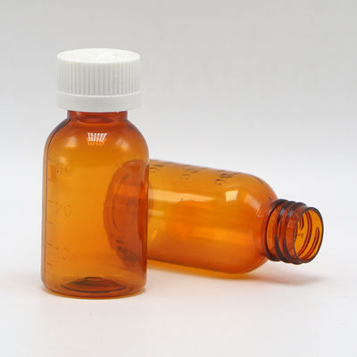 Φαρμακευτική GMP 30ml PET Amber πλαστικό υγρό μπουκάλι με αλεξίσφαιρο καπάκι βίδα