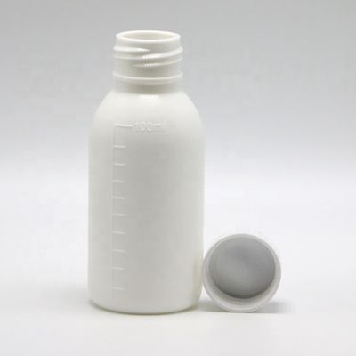 30mL/50mL/100mL PP λευκό υγρό φιαλίδιο με κλίμακα σώματος και εκτύπωση με οθόνη