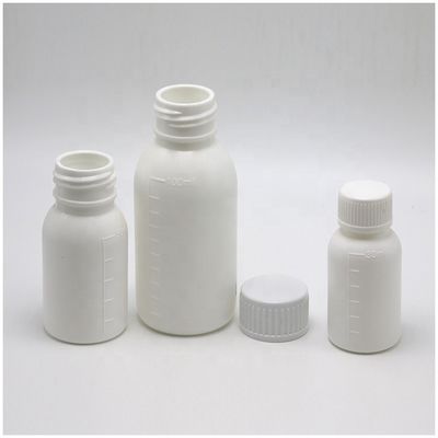 30mL/50mL/100mL PP λευκό υγρό φιαλίδιο με κλίμακα σώματος και εκτύπωση με οθόνη
