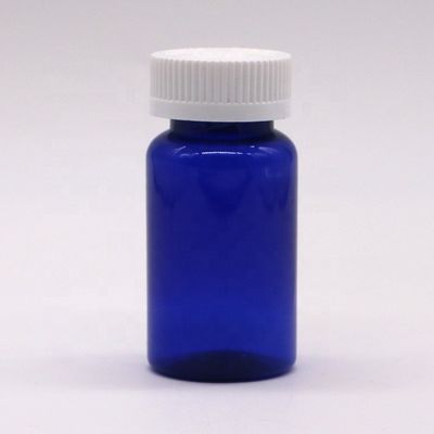 2OZ/ 60ml/ CC Μπλε πλαστικό μπουκάλι κάψουλας με βιδωτό καπάκι από υλικό PET με μέγεθος λαιμού 32mm