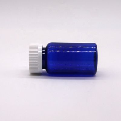 2OZ/ 60ml/ CC Μπλε πλαστικό μπουκάλι κάψουλας με βιδωτό καπάκι από υλικό PET με μέγεθος λαιμού 32mm