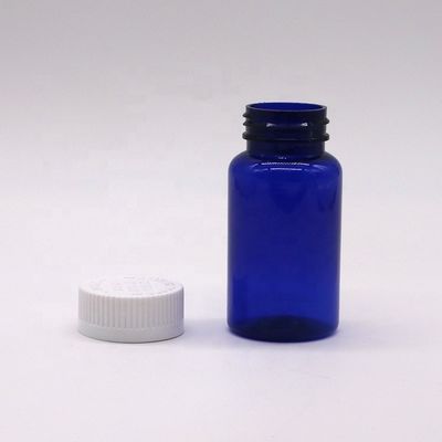 2OZ/ 60ml/ CC Μπλε πλαστικό μπουκάλι κάψουλας με βιδωτό καπάκι από υλικό PET με μέγεθος λαιμού 32mm