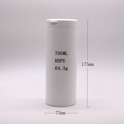 700 ml HDPE ίσιο στρογγυλό πλαστικό δοχείο για χάπια για μάσημα και συσκευασία τροφίμων
