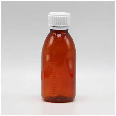120mL Αμπερό οβάλ φιάλη συνταγογραφίας Παιδικής ασφάλειας καπάκι υλικό PET για σιρόπι σφενδάμου