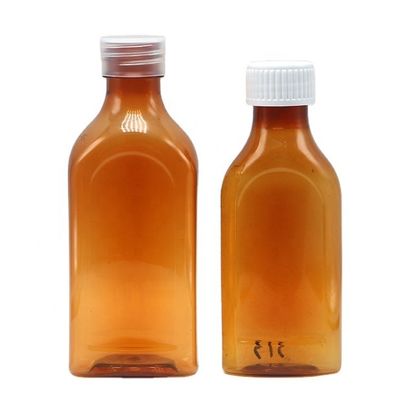 Στροφικό κάλυμμα 240 ml υγρό PET για το στόμα επίπεδο τετραγωνικό μπουκάλι για ασφάλεια παιδιών και ιατρικό υγρό