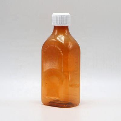 Στροφικό κάλυμμα 240 ml υγρό PET για το στόμα επίπεδο τετραγωνικό μπουκάλι για ασφάλεια παιδιών και ιατρικό υγρό
