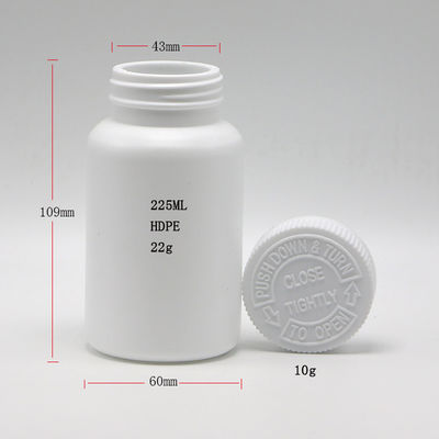 Συσκευή φαρμάκων 225ml/7.6oz HDPE πλαστικό μπουκάλι Κάψουλα/ σκόνη/ Κρατητής συμπληρωμάτων χάπιας