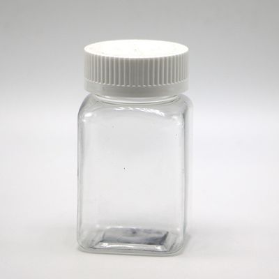 Προσαρμοσμένο χρώμα 100ML PET τετραγωνικό διαφανές βάζο με διάφορα καπάκια από την κινεζική φαρμακευτική εταιρεία