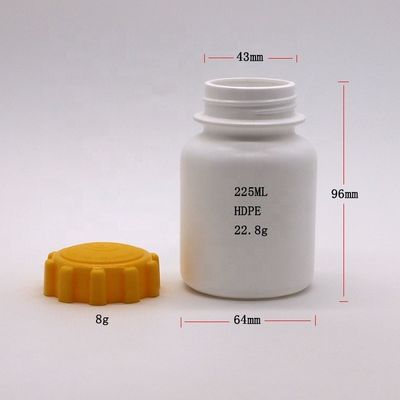 Στρογγυλό 225ml 7.5oz πλαστικό HDPE δοχείο φαρμάκων Συμπλήρωμα Κρατήρας φιάλης Εγκατασκευή κάλυψη
