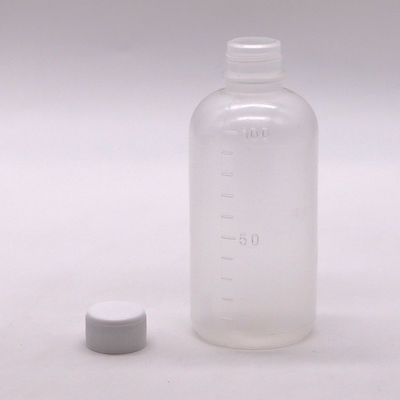 Φαρμακευτικό 100 ml υγρό PET κενό πλαστικό μπουκάλι με κλίμακα και προσαρμόσιμο χρώμα