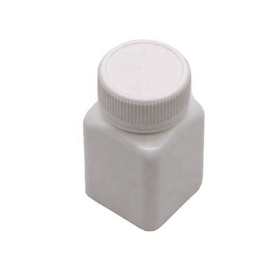 Μικρή χωρητικότητα 50cc HDPE αποστειρωμένο τετράγωνο πλαστικό μπουκάλι με καπάκι βίδας