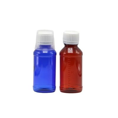 100cc μπουκάλι PET Amber/Orange/Blue Maple Cough Syrup με κάλυμμα ασφαλείας και θερμική σφραγίδα