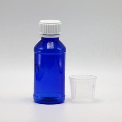 100cc μπουκάλι PET Amber/Orange/Blue Maple Cough Syrup με κάλυμμα ασφαλείας και θερμική σφραγίδα