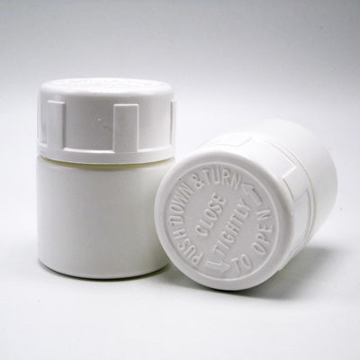 30 ml HDPE Φορητή λευκή πλαστική σκόνη Φαρμακευτικά χάπια Φιαλάκια δισκία Περιέκτη με κάλυμμα ασφαλείας παιδιών