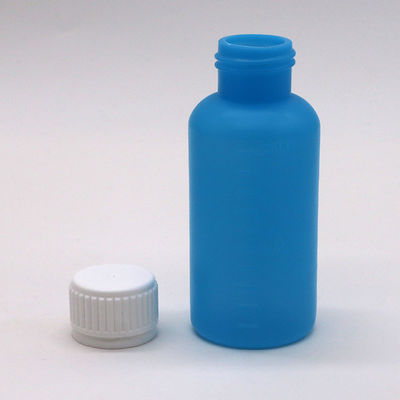 Προσαρμόσιμο χρώμα HDPE 100ml υγρό κενό πλαστικό μπουκάλι με κλίμακα και κάλυμμα ασφαλείας