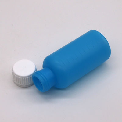 Προσαρμόσιμο χρώμα HDPE 100ml υγρό κενό πλαστικό μπουκάλι με κλίμακα και κάλυμμα ασφαλείας