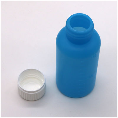 Προσαρμόσιμο χρώμα HDPE 100ml υγρό κενό πλαστικό μπουκάλι με κλίμακα και κάλυμμα ασφαλείας