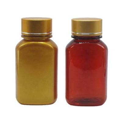 Προσαρμόσιμα χρώματα 150ml PET τετραγωνικά επίπεδα πλαστικά μπουκάλια με διαφορετικά καπάκια