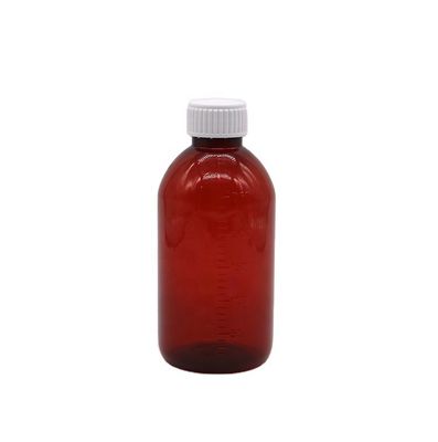 250 ml Amber PET υγρό φάρμακο μπουκάλι με καπάκι βίδας και φαρμακευτικό δοχείο φαρμάκων