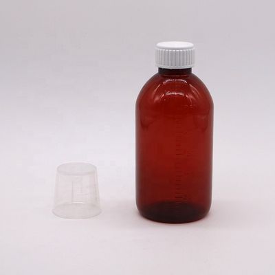 250 ml Amber PET υγρό φάρμακο μπουκάλι με καπάκι βίδας και φαρμακευτικό δοχείο φαρμάκων
