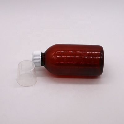 250 ml Amber PET υγρό φάρμακο μπουκάλι με καπάκι βίδας και φαρμακευτικό δοχείο φαρμάκων