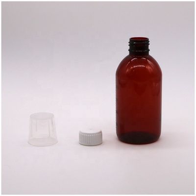 250 ml Amber PET υγρό φάρμακο μπουκάλι με καπάκι βίδας και φαρμακευτικό δοχείο φαρμάκων