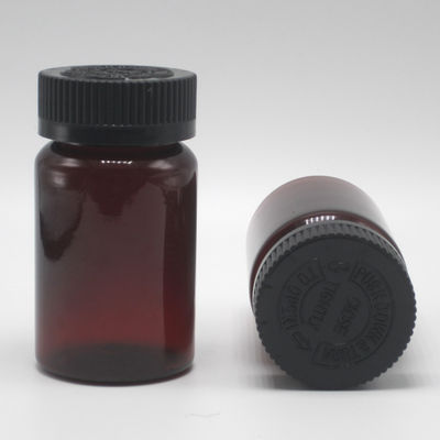 100 ml μπουκάλι πλαστικών χάπι/βιταμινών/καψουλών PET Amber με κάλυμμα ασφαλείας παιδιών και καπάκι με βίδα