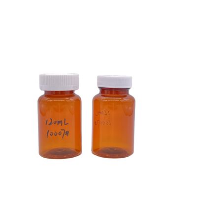 Αμπερόχρωμο 120 ml μπουκάλι PET με λευκό καπάκι με βίδα/ καπάκι προστασίας παιδιών 2780 τεμάχια