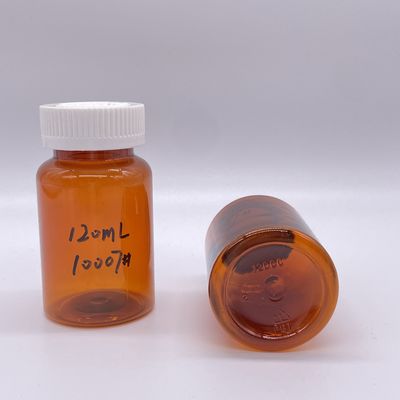 Αμπερόχρωμο 120 ml μπουκάλι PET με λευκό καπάκι με βίδα/ καπάκι προστασίας παιδιών 2780 τεμάχια