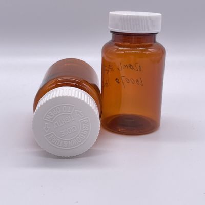 Αμπερόχρωμο 120 ml μπουκάλι PET με λευκό καπάκι με βίδα/ καπάκι προστασίας παιδιών 2780 τεμάχια