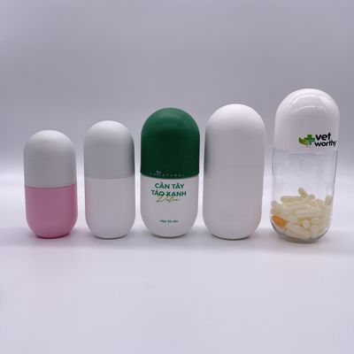 120ml/130ml/180ml/200ml/250ml HDPE πλαστικό μπουκάλι σε σχήμα κάψουλας για συμπλήρωμα βιταμινών