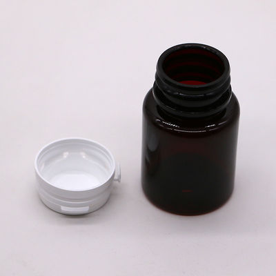 Προσαρμοσμένο χρώμα 50 ml Αμπερό ΠΕΤ χάπι Κάψουλα Φιαλίδιο ιχθυελαίου με ξεφλουδιστικό καπάκι/ καπάκι με βίδα