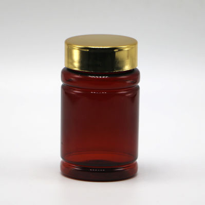 80 ml μπουκάλι φάρμακο χάπι PET με προσαρμοσμένο χρώμα και χρυσό ασημένιο επικάλυψη καπάκια