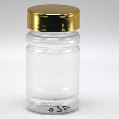 80 ml μπουκάλι φάρμακο χάπι PET με προσαρμοσμένο χρώμα και χρυσό ασημένιο επικάλυψη καπάκια