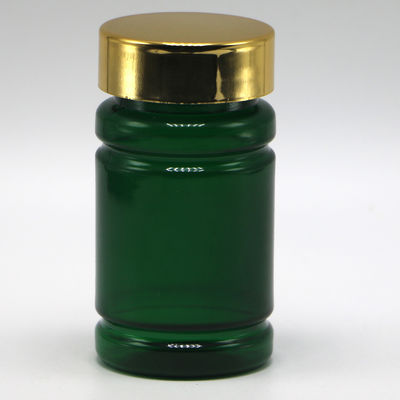 80 ml μπουκάλι φάρμακο χάπι PET με προσαρμοσμένο χρώμα και χρυσό ασημένιο επικάλυψη καπάκια
