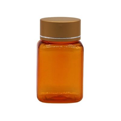 90 ml / 3OZ PET Square Κίτρινο/ Πορτοκαλί Καψούλα Φιαλίδιο Πίβλα με Κεπάκι Ροζ Χρυσού και Θερμική Σφραγίδα