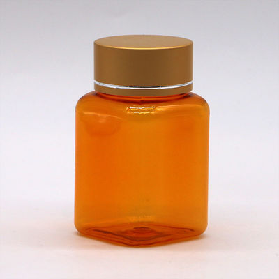90 ml / 3OZ PET Square Κίτρινο/ Πορτοκαλί Καψούλα Φιαλίδιο Πίβλα με Κεπάκι Ροζ Χρυσού και Θερμική Σφραγίδα