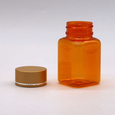 90 ml / 3OZ PET Square Κίτρινο/ Πορτοκαλί Καψούλα Φιαλίδιο Πίβλα με Κεπάκι Ροζ Χρυσού και Θερμική Σφραγίδα
