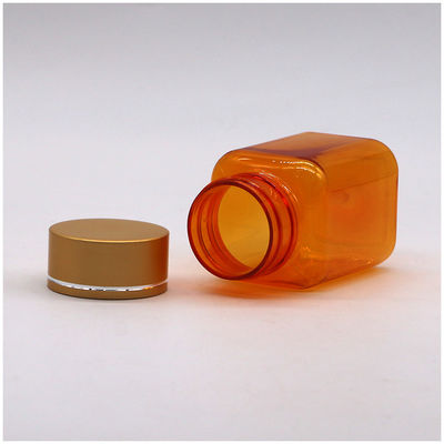 90 ml / 3OZ PET Square Κίτρινο/ Πορτοκαλί Καψούλα Φιαλίδιο Πίβλα με Κεπάκι Ροζ Χρυσού και Θερμική Σφραγίδα