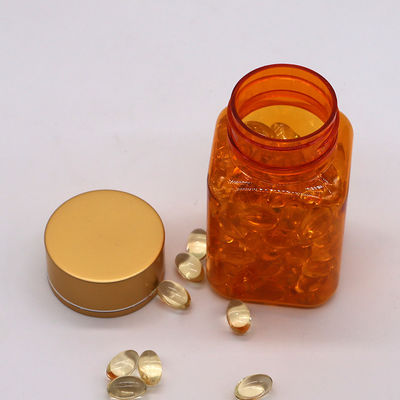 90 ml / 3OZ PET Square Κίτρινο/ Πορτοκαλί Καψούλα Φιαλίδιο Πίβλα με Κεπάκι Ροζ Χρυσού και Θερμική Σφραγίδα